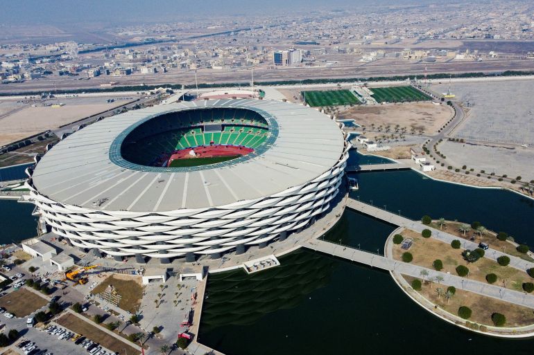 A view of the Basra International Stadium braces to host the Arabian Gulf Cup25, in Basra