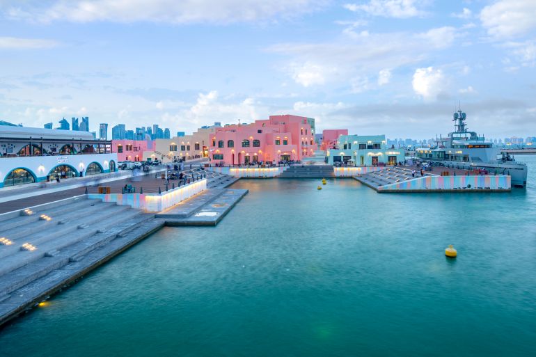 Doha, Qatar - December 05, 2022: Old Doha port redevelopment into Mina district Box Park Qatar