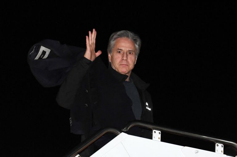 U.S Secretary of State Antony Blinken boards his airplane to visit Central Asia
