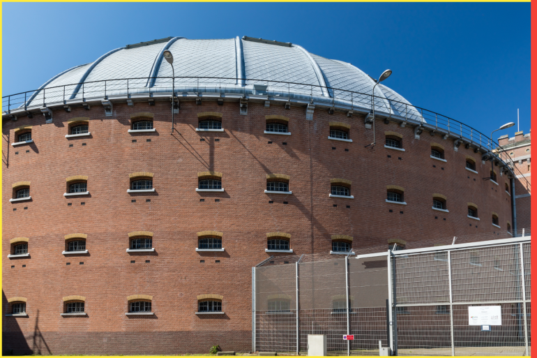 Breda, Brabant, The Netherlands - April 19 2019: Koepelgevangenis, a former panopticon penitentiary, constructed in 1886, best known as the prison where convicted World War II collaborators were held