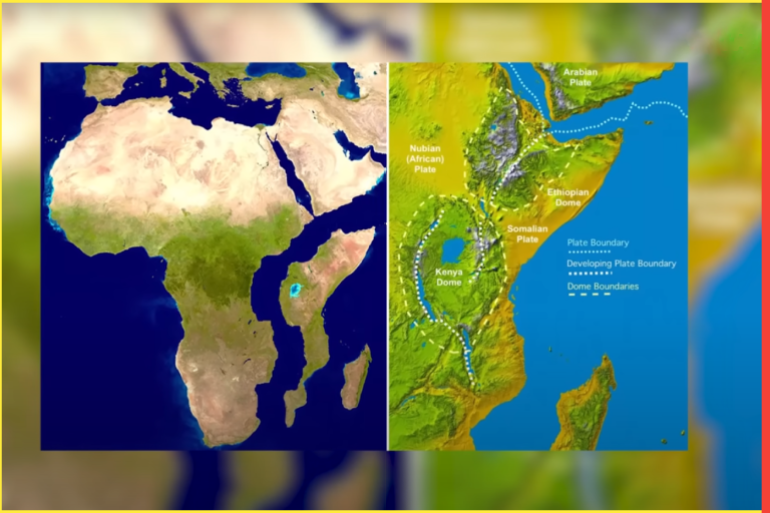 صورة توضح شكل قارة أفريقيا بعد الانقسام.