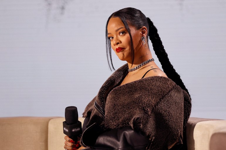 PHOENIX, ARIZONA - FEBRUARY 09: Rihanna speaks during the Super Bowl LVII Pregame & Apple Music Halftime Show press conference at Phoenix Convention Center on February 09, 2023 in Phoenix, Arizona. Mike Lawrie/Getty Images/AFP (Photo by Mike Lawrie / GETTY IMAGES NORTH AMERICA / Getty Images via AFP)