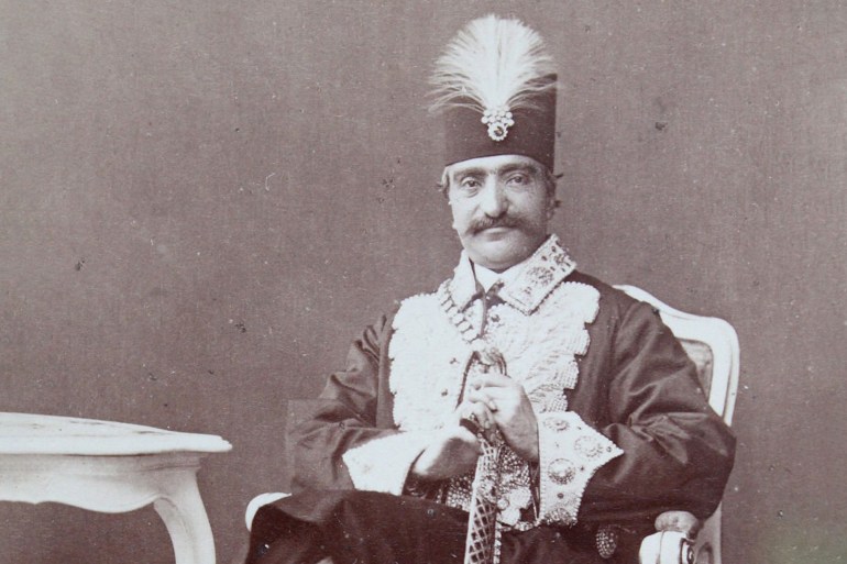 Nasreddin Shah of Persia [Naser al-Din Shah Qajar] (1831-1896) during the World Exhibition in Vienna. 1873. Carte de visite. Photograph by Adèle / Vienna. (Photo by Imagno/Getty Images) *** Local Caption ***