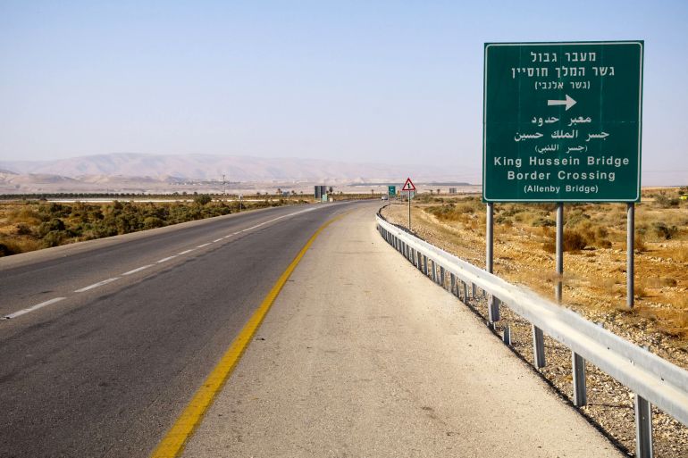 King Hussein Bridge in Jordan Valley - stock photo Sign on Highway 90 in Israel/Palestine for the turn-off to the King Hussein / Allenby Bridge crossing to Jordan gettyimages-183272997