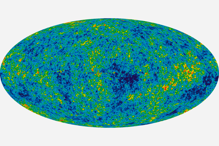Nine Year Microwave Sky The detailed, all-sky picture of the infant universe created from nine years of WMAP data. The image reveals 13.77 billion year old temperature fluctuations (shown as color differences) that correspond to the seeds that grew to become the galaxies. The signal from our galaxy was subtracted using the multi-frequency data. This image shows a temperature range of ± 200 microKelvin. Credit: NASA / WMAP Science Team credit : NASA
