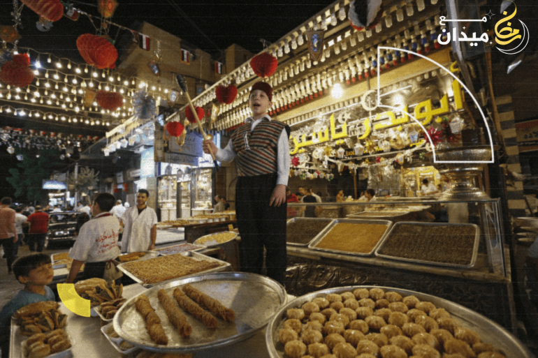 epaselect epa05371055 Syrians sell sweets and food in Al-midan souq during the month of Ramadan in Damascus, Syria, 16 June 2016. Muslims around the world celebrate the holy month of Ramadan by praying during the night time and abstaining from eating and drinking during the period between sunrise and sunset. Ramadan is the ninth month in the Islamic calendar and it is believed that the Koran's first verse was revealed during its last 10 nights. EPA/YOUSSEF BADAWI