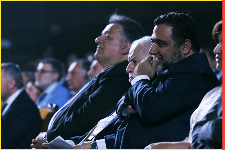YEREVAN, ARMENIA - MAY 28: (L-R) Aurora Humanitarian Initiative Co-Founder Noubar Afeyan, Aurora Humanitarian Initiative Co-Founder Vartan Gregorian and Aurora Humanitarian Initiative Co-Founder Ruben Vardanyan during the 2017 Aurora Prize Ceremony at the Karen Demirtchian Sport/Concert Complex on May 28, 2017 in Yerevan, Armenia. (Photo by Victor Boyko/Getty Images for Aurora Humanitarian Initiative)