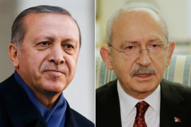 أردوغان (يسار) يواجه مرشح المعارضة كليجدار أوغلو في الانتخابات الرئاسية المقبلة (وكالات)