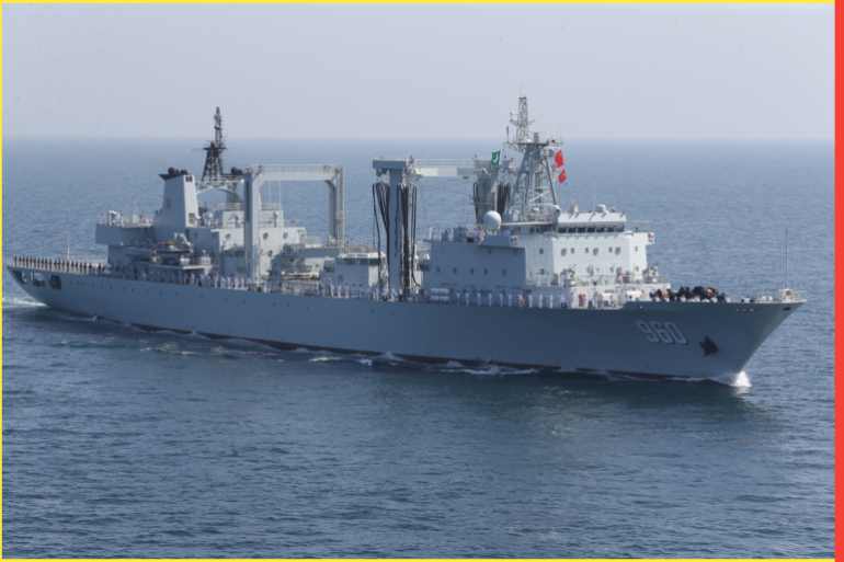Joint Naval Drill AMAN-2021 in Pakistan- - KARACHI, PAKISTAN - FEBRUARY 16: Naval ships attend closing ceremony of the Joint Naval Drill AMAN-2021, with participation of naval forces of 45 countries including US, China, Russia and Turkey, in Karachi, Pakistan on February 16, 2021.