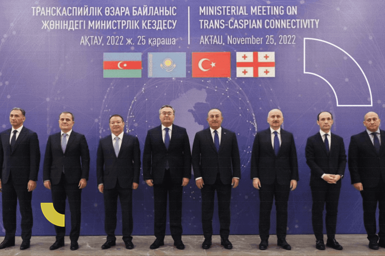Ministers of foreign affairs and transport of Kazakhstan, Azerbaijan, Türkiye and Georgia attended the Nov. 25 meeting in Aktau. Photo credit: Ministry of Foreign Affairs