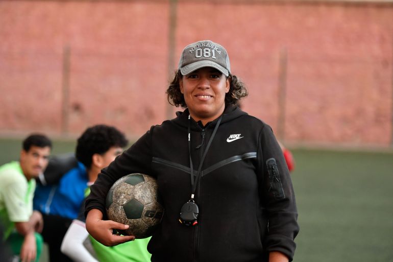 The first female Moroccan soccer coach Hasna al-Dumi