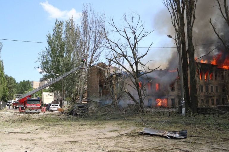 Clinic heavily damaged after a missile strike in Ukraine's Dnipro
