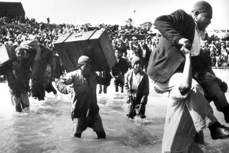 The 1948 Palestinian exodus, known in Arabic as the Nakba (Arabic: an-Nakbah, lit.'catastrophe'), occurred when more than 700,000 Palestinian Arabs fled or were expelled from their homes, during the 1947Ð1948 Civil War in Mandatory Palestine and the 1948 ArabÐIsraeli War. The exact number of refugees is a matter of dispute, but around 80 percent of the Arab inhabitants of what became Israel (50 percent of the Arab total of Mandatory Palestine) left or were expelled from their homes. Later in the war, Palestinians were forcibly expelled as part of 'Plan Dalet' in a policy of 'ethnic cleansing'. (Photo by: Pictures From History/Universal Images Group via Getty Images)