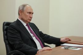 Russian President Vladimir Putin meets with Moscow Region Governor Andrei Vorobyov in Podolsk