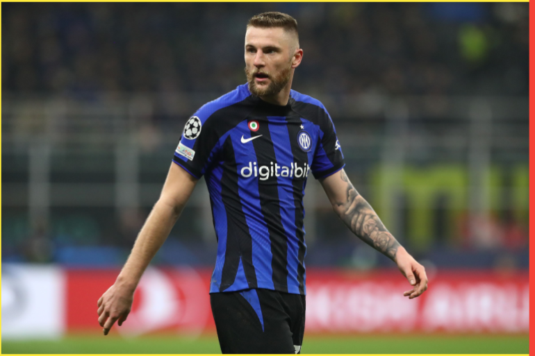 MILAN, ITALY - FEBRUARY 22: Milan Skriniar of FC Internazionale looks on during the UEFA Champions League round of 16 leg one match between FC Internazionale and FC Porto at San Siro Stadium on February 22, 2023 in Milan, Italy. (Photo by Marco Luzzani/Getty Images)