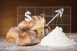 Financial chart wit bread and flour - stock photo GettyImages-1404385781