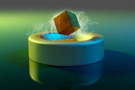 Magnet floating above a superconductor, illustration - stock illustration Illustration of magnetic levitation using a high-temperature ceramic superconductor. A magnetised cube is floating freely above a nitrogen-cooled slab of the superconducting ceramic. Discovered in 1986, the superconducting ceramics are expected to lead to a technological revolution and are the subject of intensive worldwide research. Superconductors lose all of their electrical resistance when cooled below a certain threshold temperature.