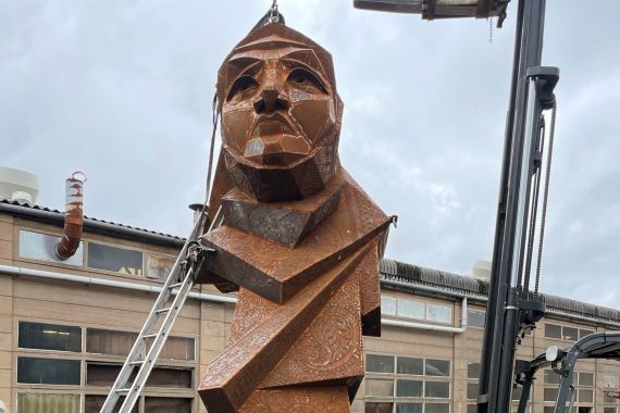 Renowned sculptor Luke Perry is putting the finishing touches to his latest piece, 'Strength of the Hijab', which has been commissioned to give visibility to women who wear hijabs as they are largely underrepresented. Believed to be the first sculpture in the world of a woman in a hijab, the impressive monument will be installed in the Smethwick area of Birmingham on the border of the Black Country next month. Picture date: Monday September 18, 2023. (Photo by Phil Barnett/PA Images via Getty Images)