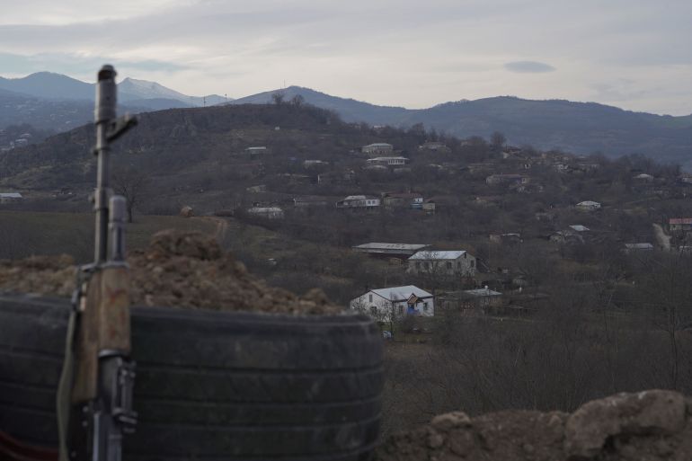 A view shows divided Taghavard village in Nagorno-Karabakh region
