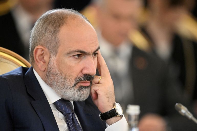 FILE PHOTO: Armenian Prime Minister Nikol Pashinyan attends a meeting of the Supreme Eurasian Economic Council in Moscow, Russia May 25, 2023. Sputnik/Ilya Pitalev/Kremlin via REUTERS ATTENTION EDITORS - THIS IMAGE WAS PROVIDED BY A THIRD PARTY./File Photo