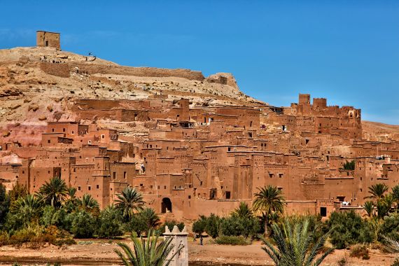 Mandatory Credit: Photo by Creative Touch Imaging Ltd/NurPhoto/Shutterstock (12008509g) Historic village of Ait Benhaddou (Ksar of Ait-Ben-Haddou) in Morocco, Africa. The village of Ait Benhaddou sits on top of a hill and protects a series of Kasbahs and Ksour earth houses. Historic Village In Morocco, Ait Benhaddou - 04 Jan 2016