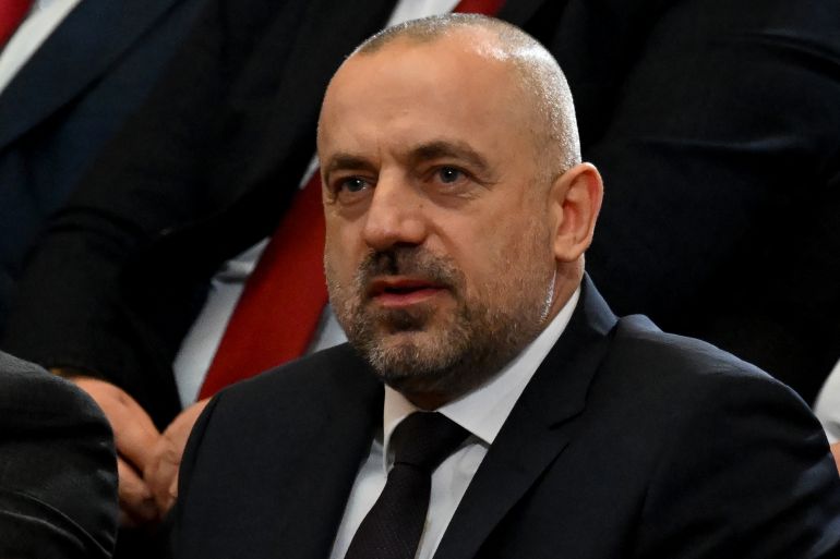 This photograph taken on February 2, 2023, shows Milan Radoicic, vice president of the Srpska Lista party, during a special parliament session at the National Assembly building in Belgrade. - Milan Radoicic -- the long serving vice president of the Srpska Lista party -- admitted to leading the group of heavily armed gunmen into the area in northern Kosovo in September 2023, in response to alleged repression against Serbs by the Pristina government, his lawyer said on September 29, 2023. (Photo by Andrej ISAKOVIC / AFP)
