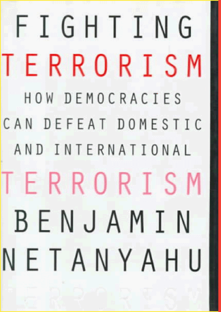 أصدر نتنياهو كتابه الأول "كيف تستطيع النظم الديمقراطية الانتصار على الإرهاب"، لكن في الحقيقة لم يكن الكتاب غير تجميع لعدة محاضرات ألقيت في المعهد حرَّرها نتنياهو ليس إلا.