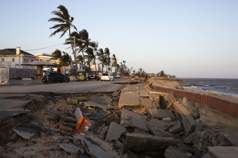 A damaged road caused by the cyclone runs along the waterfront in Beira, Mozambique, on Wednesday, March 27, 2019. Cyclone Idai hit the Mozambican coast earlier this month, devastating the port city of Beira and killing at least 700 people in Mozambique, Zimbabwe and Malawi. Photographer: Guillem Sartorio/Bloomberg via Getty Images