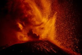 New eruption at Etna Volcano during the night between 8 and 9 July, a lava fountain from the Southeast crater reached 800 meters in heighs, the eruptive column was carried by the wind to the southeast, the ash fell on the town of Zafferana Etnea and surrounding areas.