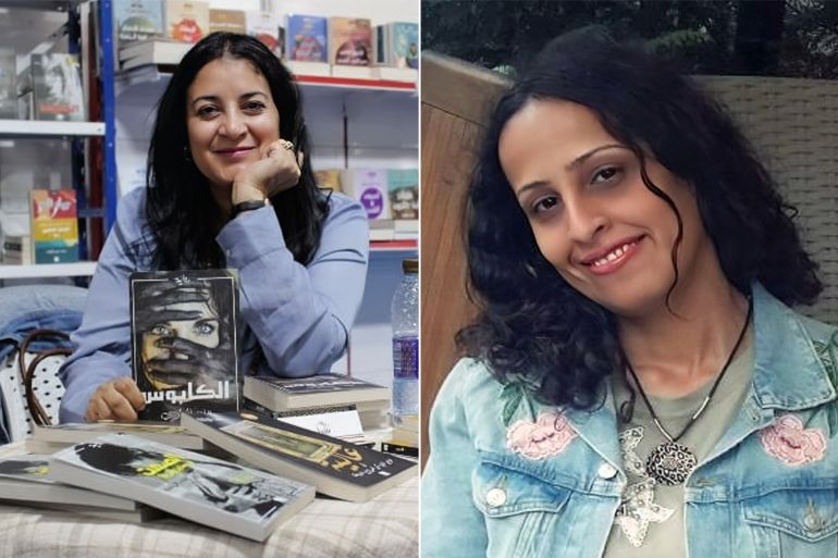 كومبو من اليمين الشاعرة الفلسطينية تغريد عبد العال الكاتبة التونسية هند الزيادي