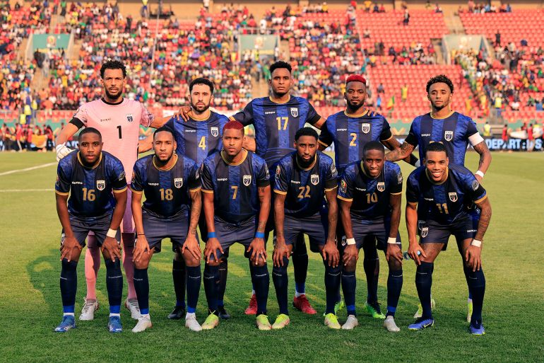 Soccer Football - Africa Cup of Nations - Round of 16 - Senegal v Cape Verde - Kouekong Stadium, Bafoussam, Cameroon - January 25, 2022 Cape Verde players pose for a team group photo before the match REUTERS/Thaier Al-Sudani