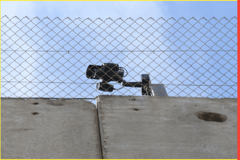 A CCTV camera over the wall separting Israel and the West Bank in Bethlehem. On Thursday, March 5, 2020, in Bethlehem, Palestine