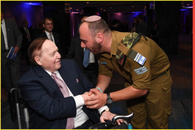 Sheldon Adelson, Las Vegas Sands CEO, dead at 87. In the photo: Sheldon Adelson with Israeli soldier at 2017 Friends Of The Israel Defense Forces Gala in New York., Waldorf Astoria, New York - 24 Oct 2017