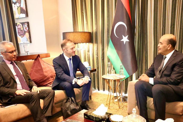 لقاء المبعوث الفرنسي مع نائب رئيس المجلس الرئاسي الليبي موسى الكوني