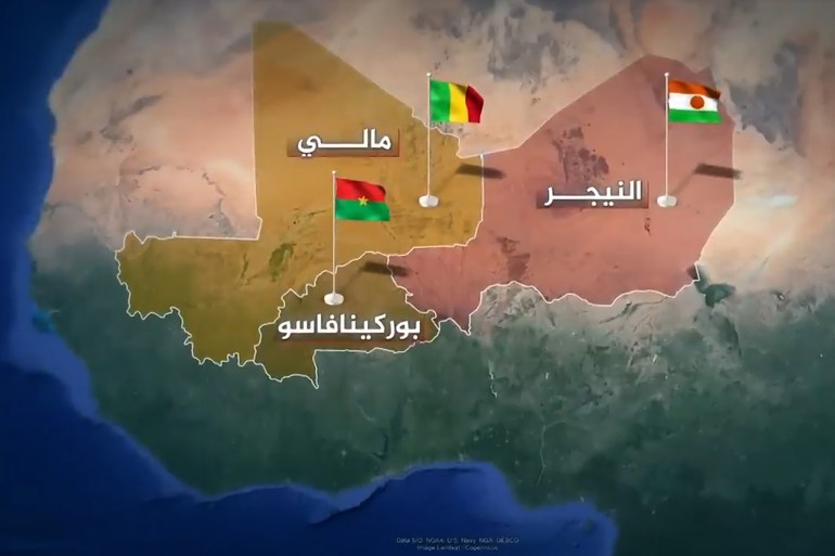 خريطة البلدان الثلاث المشاركة في تحالف دول الساحل (الجزيرة)