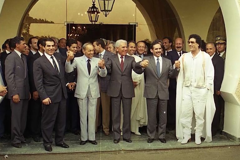 زعماء الدول المغاربية الخمسة عند إعلان "اتحاد المغرب العربي" في 1984 (مواقع التواصل)