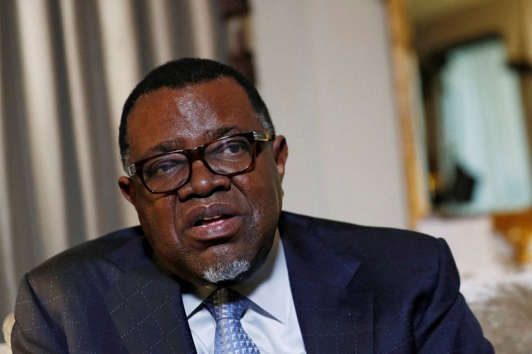 FILE PHOTO: President Hage Geingob of Namibia speaks during an interview with Reuters in central London, Britain December 1, 2016. REUTERS/Stefan Wermuth/File Photo