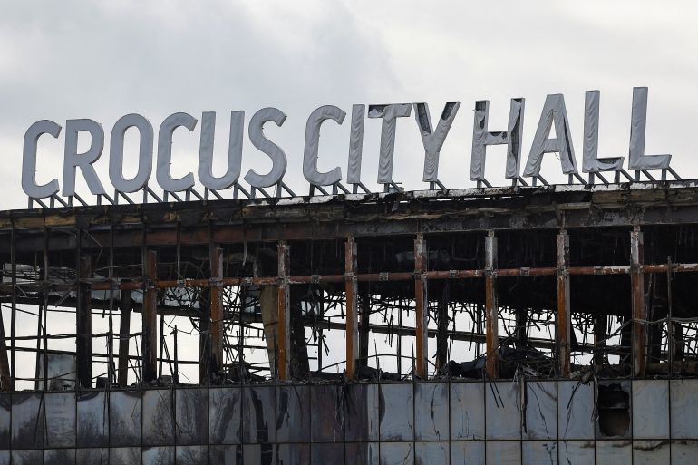 FILE PHOTO: A view shows the burnt-out Crocus City Hall following a deadly attack on the concert venue outside Moscow, Russia, March 26, 2024. REUTERS/Evgenia Novozhenina/File Photo