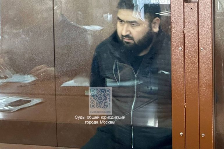 Suspect of Crocus City Hall's deadly attack appears at Basmanny District Court in Moscow- - MOSCOW, RUSSIA - MARCH 26: (----EDITORIAL USE ONLY - MANDATORY CREDIT - 'BASMANNY COURT PRESS SERVICE / HANDOUT' - NO MARKETING NO ADVERTISING CAMPAIGNS - DISTRIBUTED AS A SERVICE TO CLIENTS----) Alisher Kasimov, a suspected accomplice in the March 22 terror attack on the Crocus City Hall, appears for a hearing at Basmanny District Court in Moscow, Russia on March 26, 2024. The Russian Investigative Committee requests to place the 8th defendant in the case into custody.