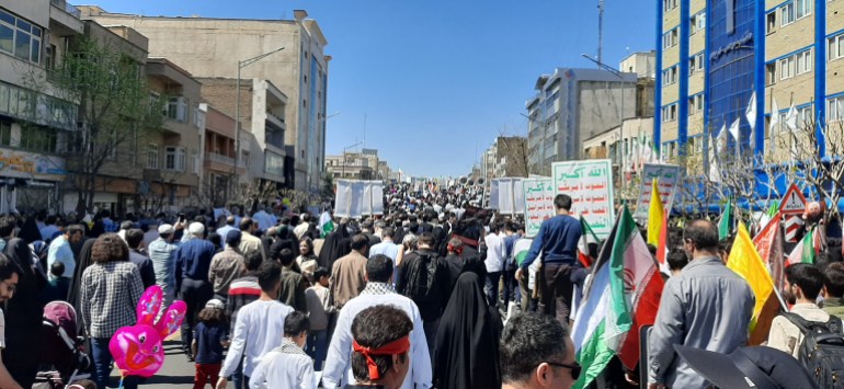 لقطة من مسيرات يوم القدس في طهران بتاريخ 5 أبريل 2024 (الجزيرة)