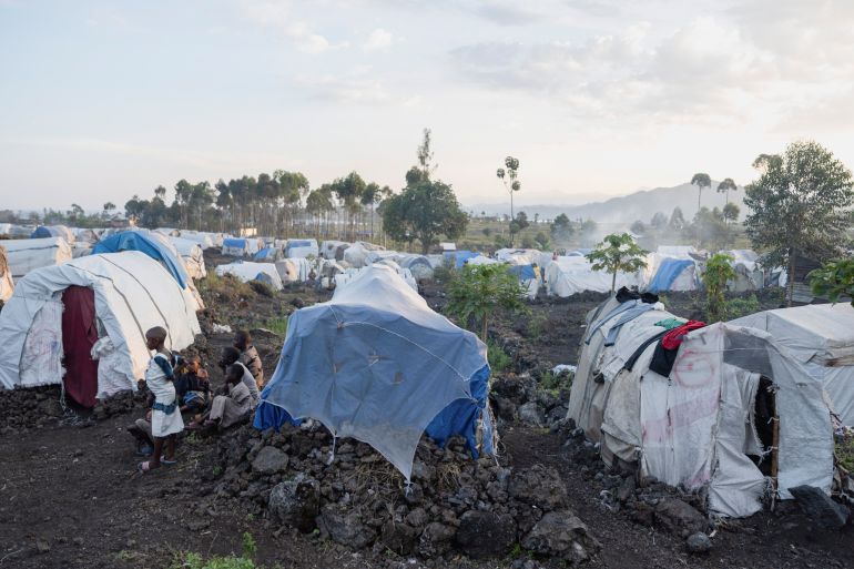 A general view shows makeshift shelters at the Mugunga camp for internally displaced people, outside Goma in the North Kivu province of the Democratic Republic of Congo March 17, 2024. REUTERS/Arlette Bashizi