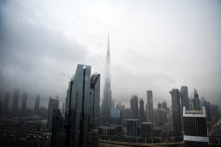 Dubai UAE January 2020 city during heavy rains