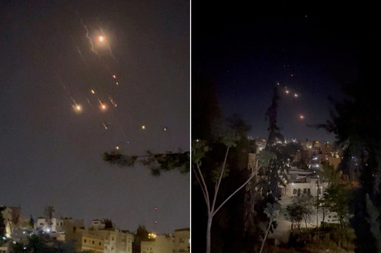 صور بثها ناشطون لحظة عبور صواريخ أو مسيرات إيرانية فوق الأجواء الأردنية