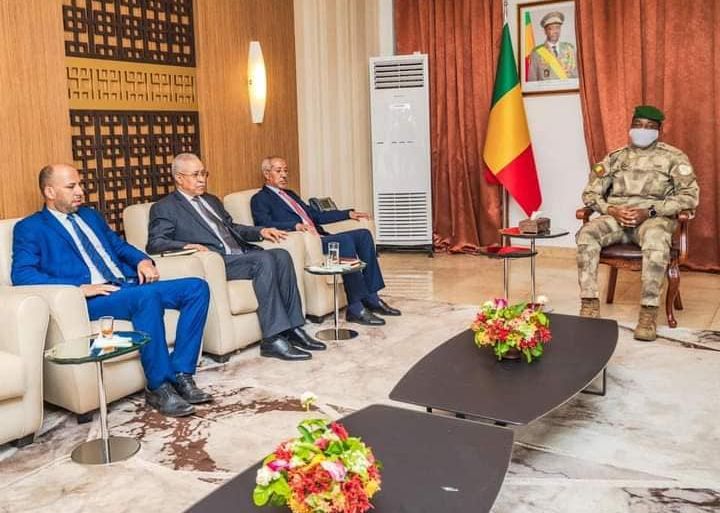 وفد موريتاني بقيادة وزير الدفاع أثناء لقائهم برئيس المجلس العسكري في مالي